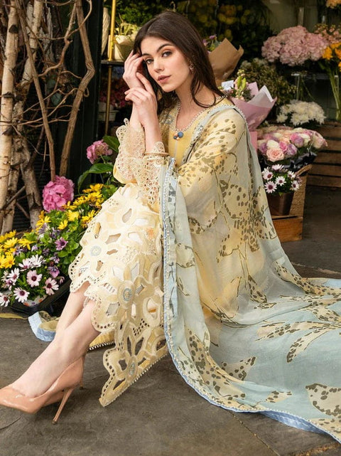 3PC Unstitched Chikankari Embroidered Lawn