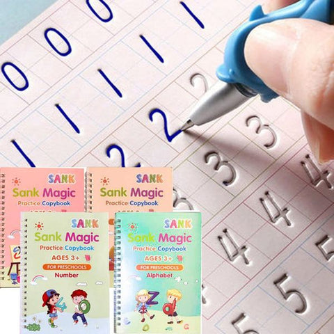 Magic Practice Copybook 4Books+Magic Pen &10 INK Refill Book for Montessori Children