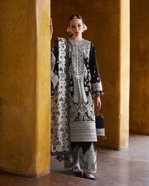 3PC Unstitched Fully Embroidered Lawn With Embroidered Bamber Chiffon Dupatta
