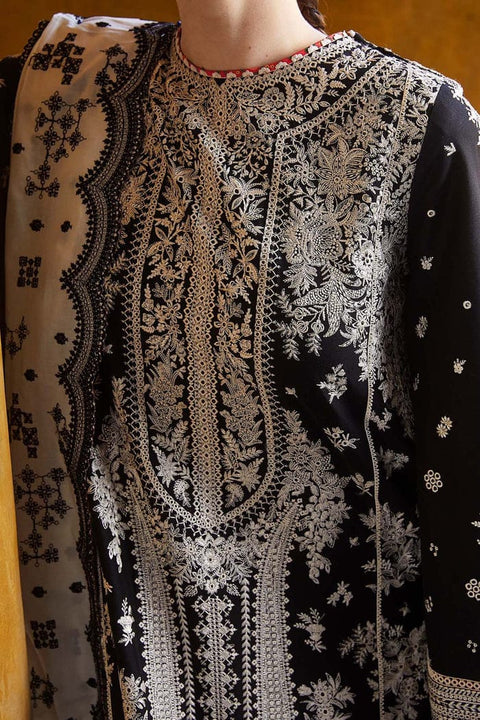 3PC Unstitched Fully Embroidered Lawn With Embroidered Bamber Chiffon Dupatta