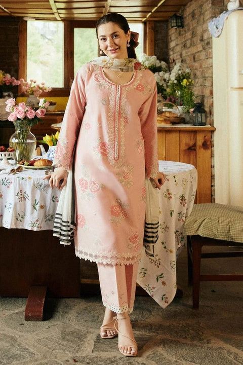 3 PC Unstitched Embroidered Lawn With Silk Dupatta