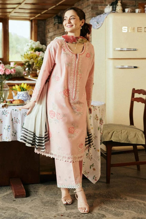 3 PC Unstitched Embroidered Lawn With Silk Dupatta