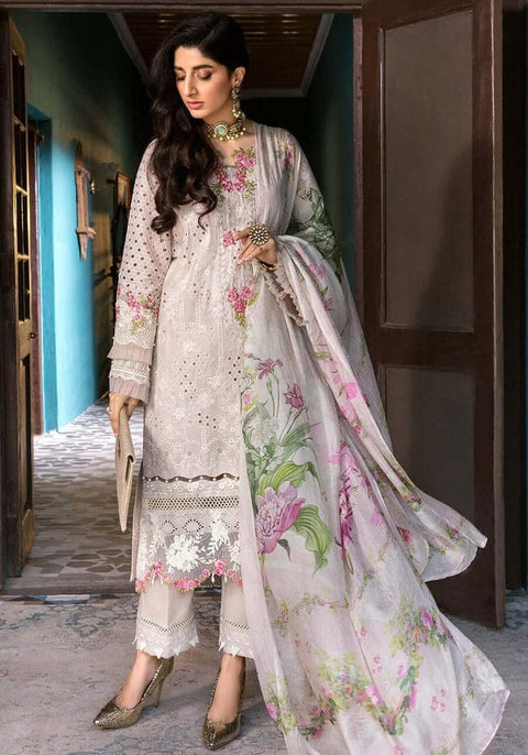 3PC Unstitched Chikankari Embroidered Lawn
