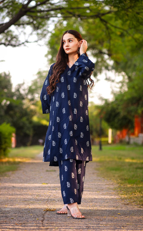 Saleha block print Stitched 2 pcs)