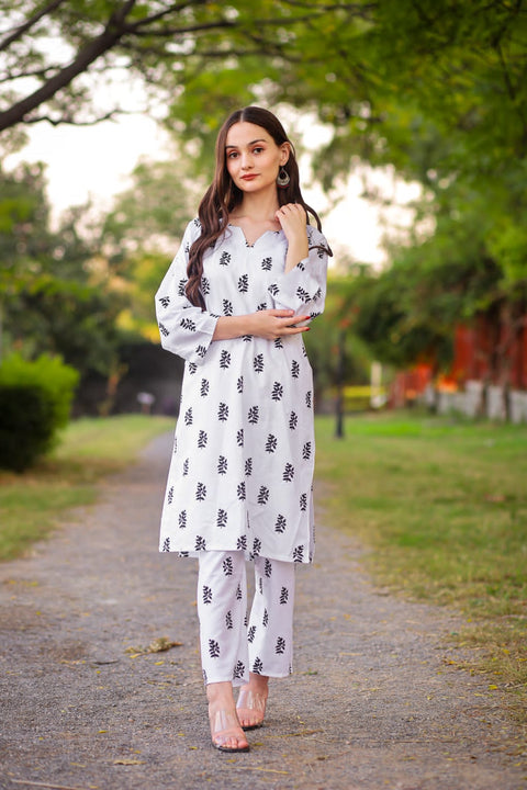 Saleha block print Stitched 2 pcs)