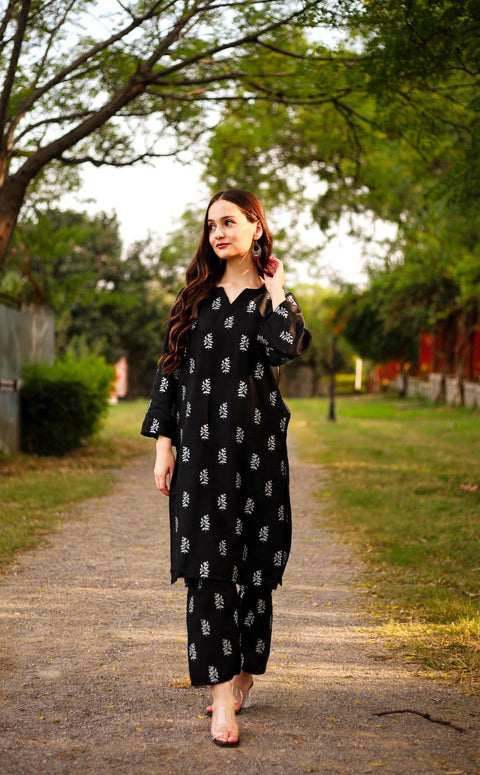 Saleha block print Stitched 2 pcs)