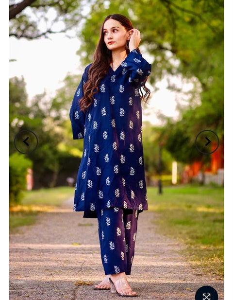 Saleha block print Stitched 2 pcs)