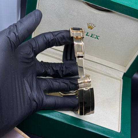 Rolex submariner strap with rotating golden &amp; black dial date just