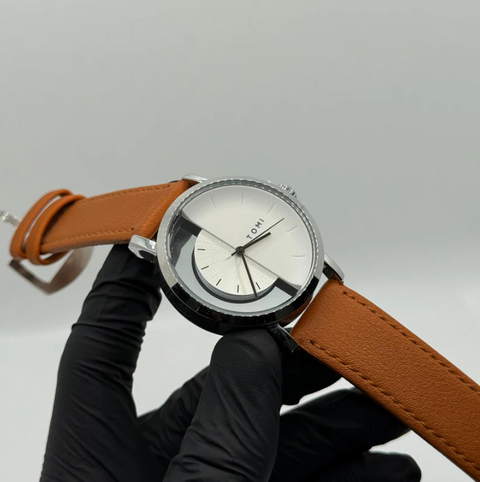 TOMI transparent dial with leather strap