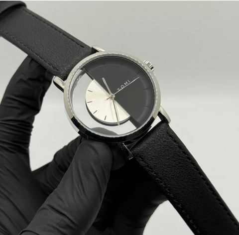 TOMI transparent dial with leather strap