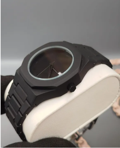 Black aura arabic watch with date dial & butterfly lock