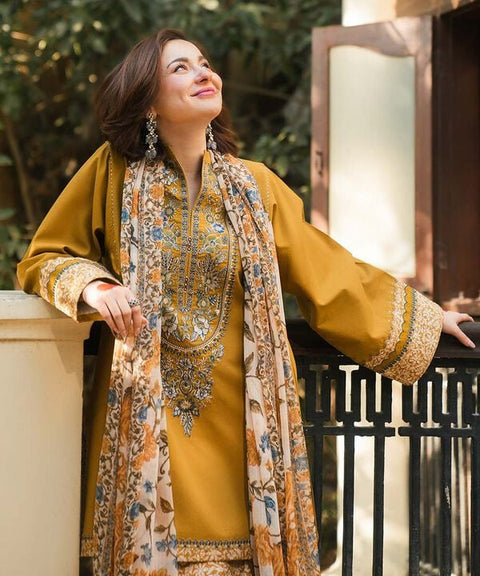 Urwah - 3PC Unstitched Digital Printed and Embroidered Lawn Suit