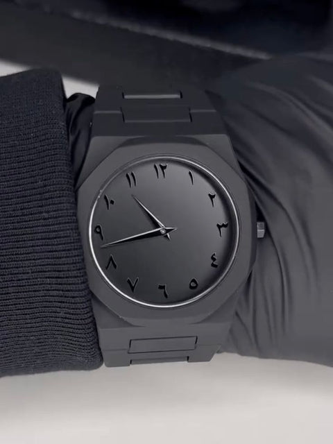 Black  aura arabic watch with butterfly lock & Free delivery all over Pakistan